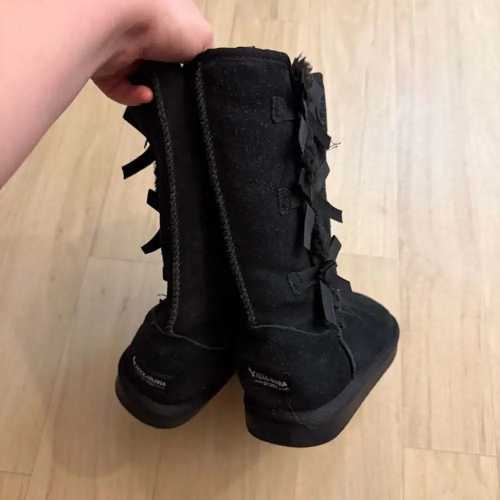 Koolaburra by UGG Black Tall Bow Side Boots Size 4 US